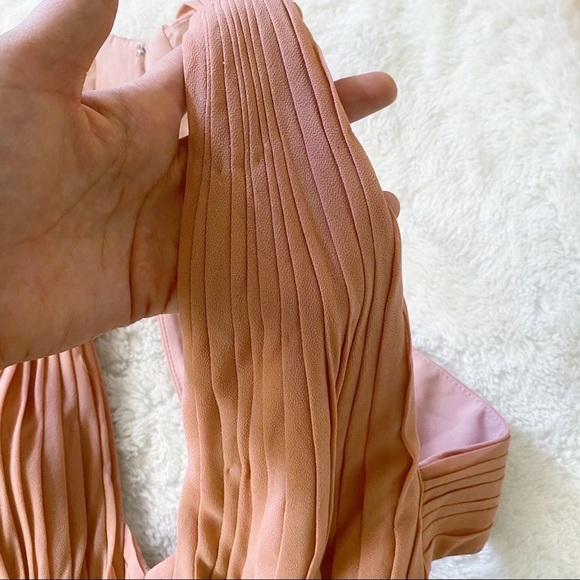 Fame and Partners V neck Open Back Pleated Gown in Mauve Pink - Picture 10 of 14